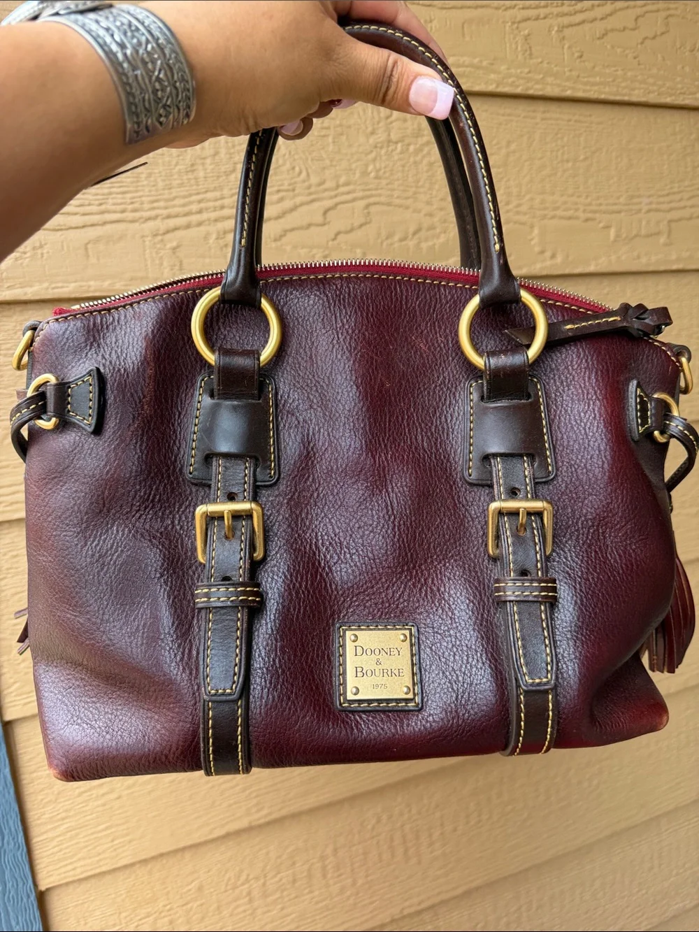 Dooney & Bourke Dark Brown Leather  Satchel with Gold Hardware